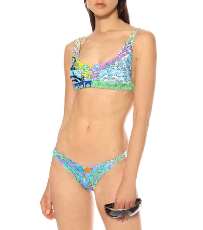 Shop Versace Printed Bikini Bottoms In Multicoloured