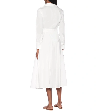 Shop Brunello Cucinelli Cotton-poplin Midi Wrap Dress In White