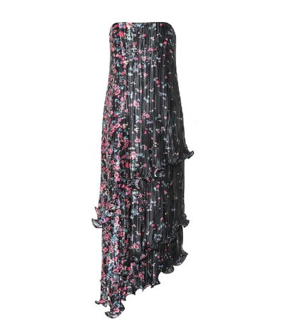 Shop Givenchy Floral Plissé Midi Dress In Multicoloured