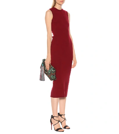 Shop Victoria Beckham Wool-blend Midi Dress In Red