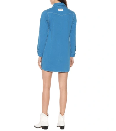 Shop Ganni Denim Shirt Dress In Blue