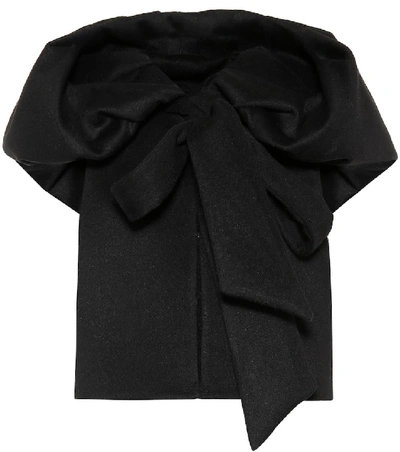 Shop Valentino Hooded Wool-blend Vest In Black
