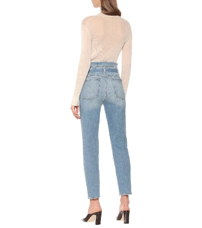 Shop 7 For All Mankind Paperbag High-rise Skinny Jeans In Blue