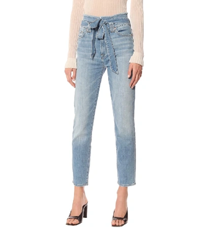 Shop 7 For All Mankind Paperbag High-rise Skinny Jeans In Blue