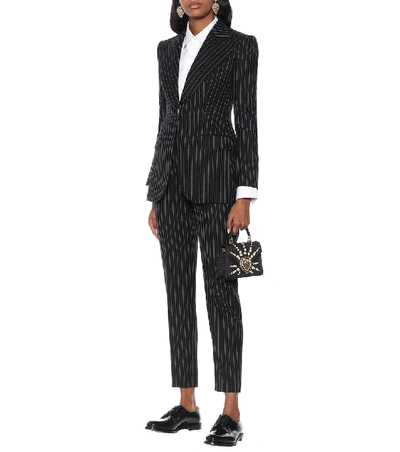 Shop Dolce & Gabbana Pinstripe Wool-blend Blazer In Black