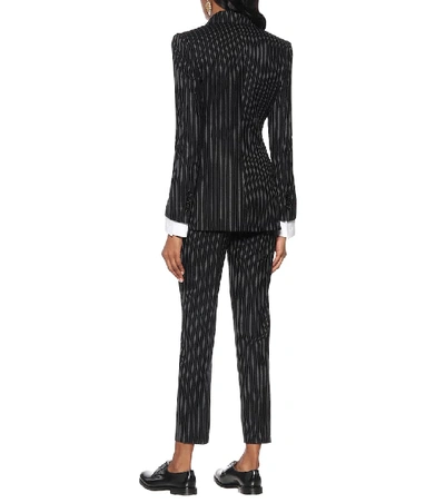 Shop Dolce & Gabbana Pinstripe Wool-blend Blazer In Black