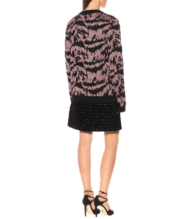 Shop Gucci Tiger Metallic Jacquard Sweater In Pink