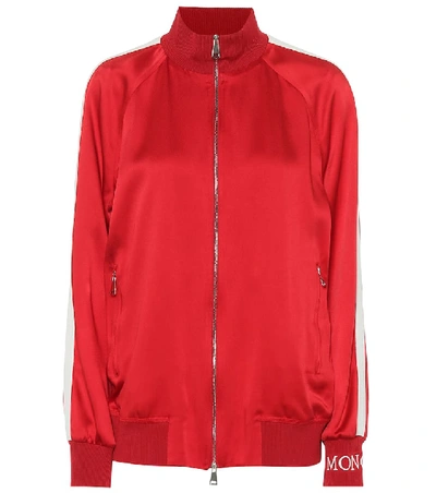 Shop Moncler Satin Track Jacket In Red