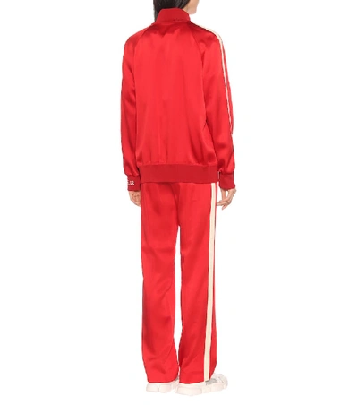 Shop Moncler Satin Track Jacket In Red