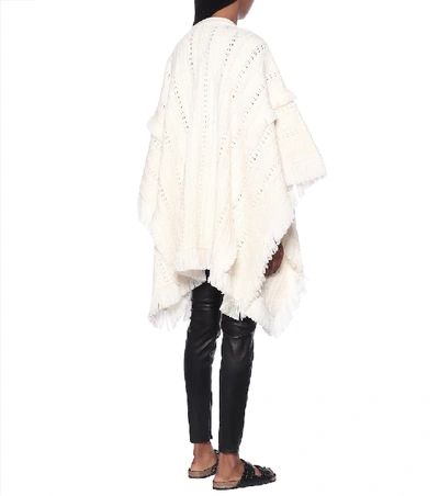 Shop Saint Laurent Embroidered Virgin Wool Cape In White