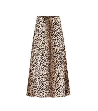 Shop Emilia Wickstead Ionie Leopard-print Midi Skirt In Neutrals