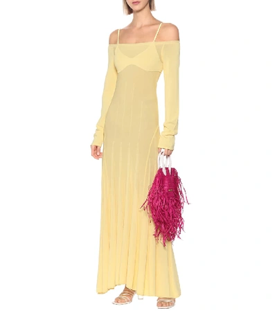 Jacquemus Valensole Off-the-shoulder Pleated Stretch-knit Maxi Dress In  Yellow | ModeSens