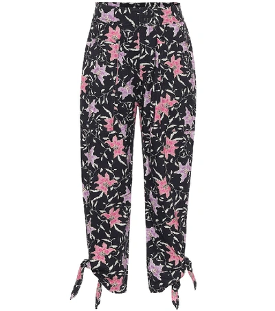 Shop Isabel Marant Gaviao Floral Cotton Pants In Black