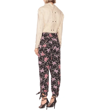 Shop Isabel Marant Gaviao Floral Cotton Pants In Black