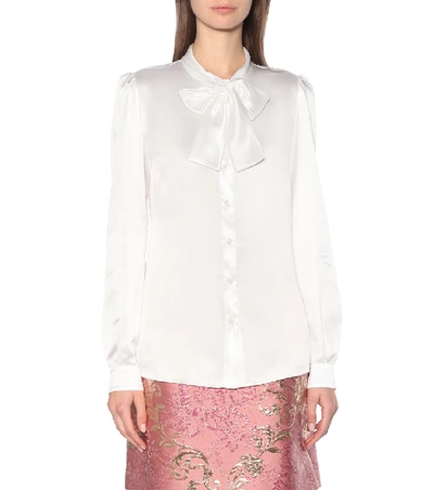 Shop Dolce & Gabbana Silk-satin Blouse In White