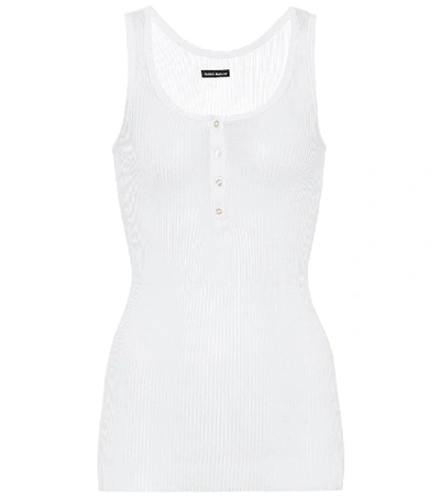 Shop Isabel Marant Louisali Ribbed-knit Silk Tank Top In White