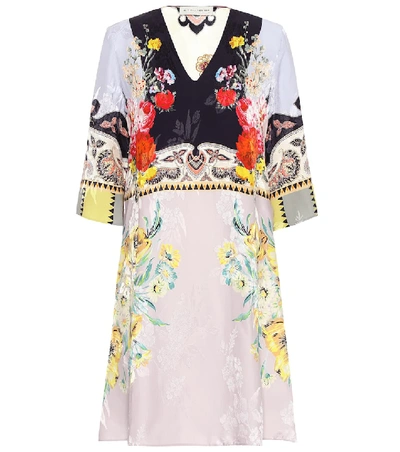 Shop Etro Floral Silk-blend Minidress In Multicoloured