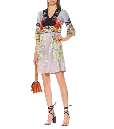 Shop Etro Floral Silk-blend Minidress In Multicoloured