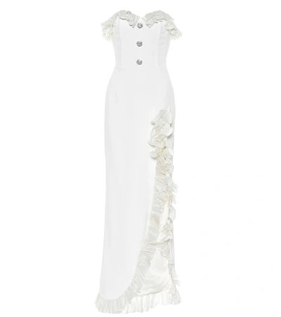 Shop Alessandra Rich Ruffled Strapless Gown In White