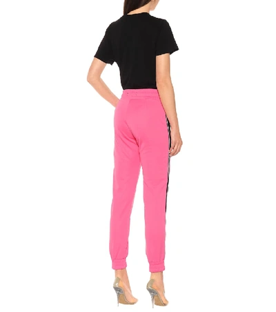 Shop Amiri Leather-trimmed Trackpants In Pink