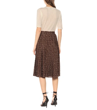 Shop Burberry Monogram Pleated Midi Skirt In Brown
