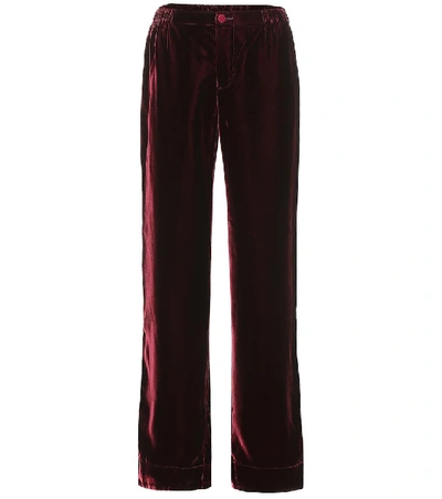 Shop F.r.s For Restless Sleepers Etere Velvet Wide-leg Pants In Red