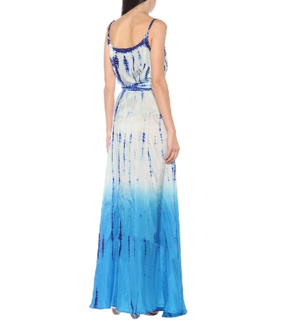 Shop Anna Kosturova Tie-dye Silk Maxi Dress In Blue