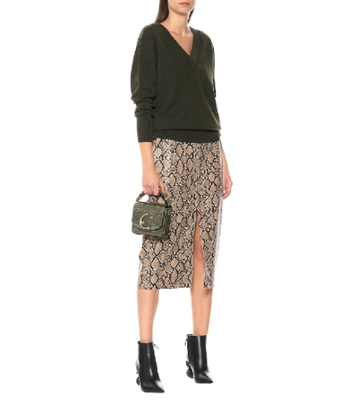 Shop Johanna Ortiz El Poema De La Selva Faux Leather Skirt In Beige