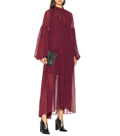 Shop Stella Mccartney Pleated Silk Dress In Red