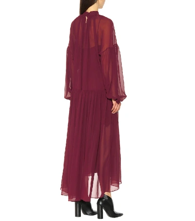 Shop Stella Mccartney Pleated Silk Dress In Red