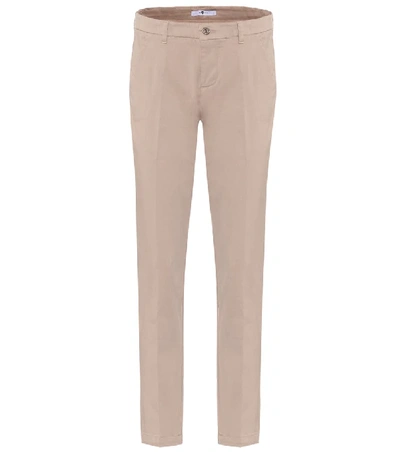 Shop 7 For All Mankind Chino Cotton-blend Sateen Pants In Beige