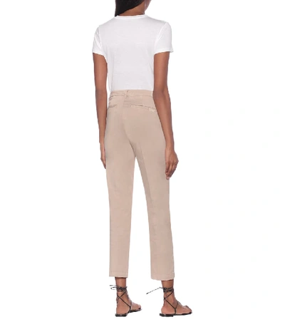 Shop 7 For All Mankind Chino Cotton-blend Sateen Pants In Beige