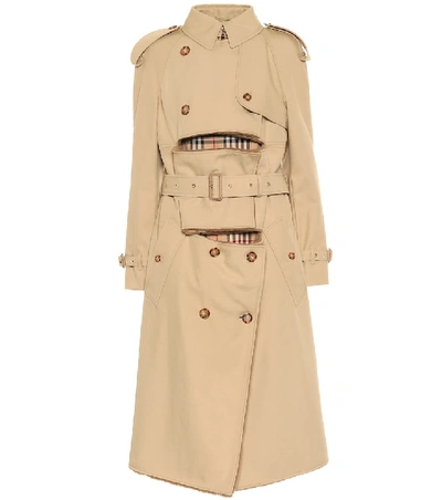 Shop Burberry Shearling-trimmed Trench Coat In Beige