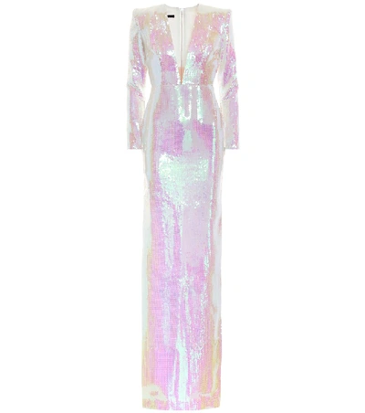 Shop Alex Perry Emmet Sequined Gown In White