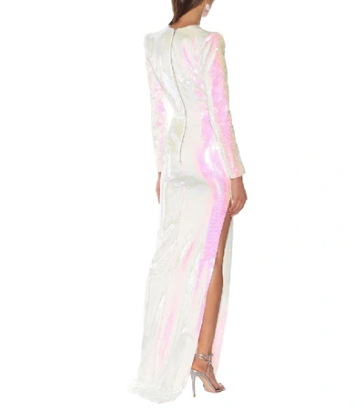 Shop Alex Perry Emmet Sequined Gown In White