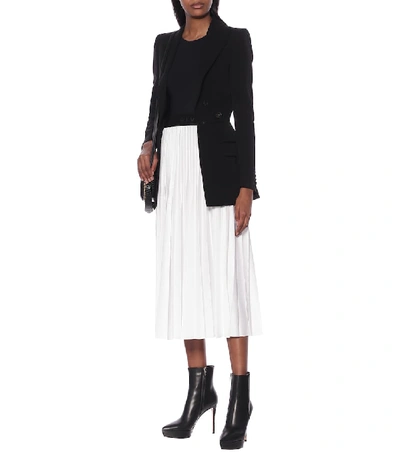Shop Givenchy Pleated Midi Skirt In White