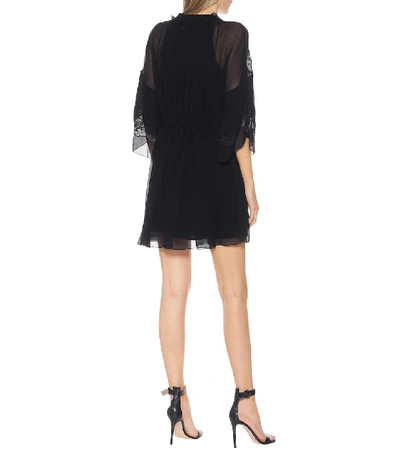 Shop Chloé Embroidered Silk-crêpon Minidress In Black