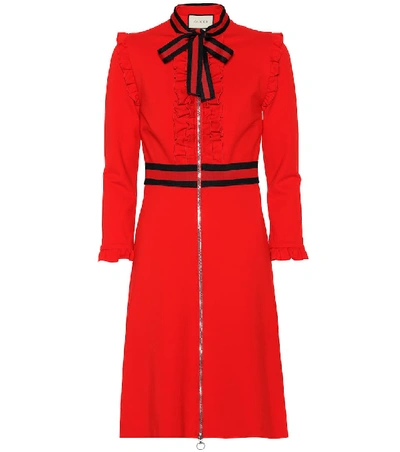 Shop Gucci Crêpe-jersey Dress In Red