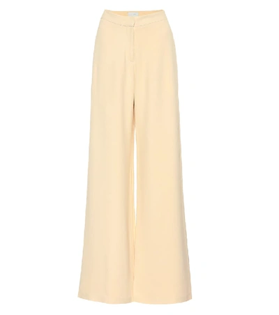 Shop Arje Franci Crêpe Wide-leg Pants In White