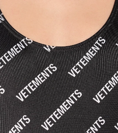 Shop Vetements Logo Racer-back Swimsuit In Black