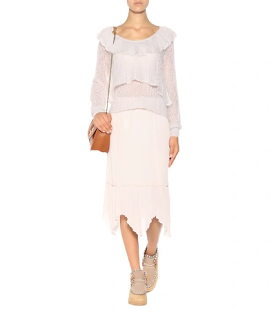 Shop See By Chloé Knitted Mohair-blend Top In White
