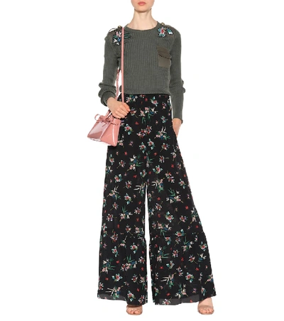 Shop Red Valentino Silk Wide-leg Trousers In Multicoloured