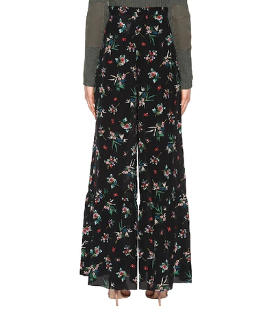 Shop Red Valentino Silk Wide-leg Trousers In Multicoloured