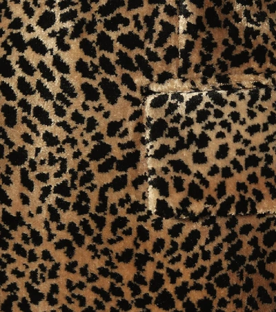 Shop Saint Laurent Leopard-print Velvet Coat In Beige