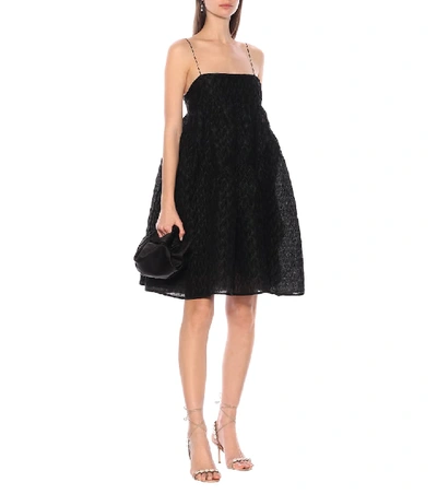 Shop Cecilie Bahnsen Elin Linen-blend Minidress In Black