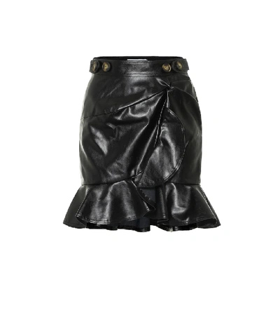 Shop Self-portrait Faux Leather Miniskirt In Black