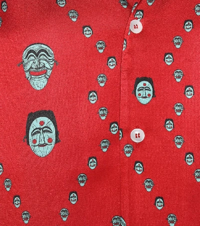 Shop Kirin Printed Satin Bowling Shirt In Red
