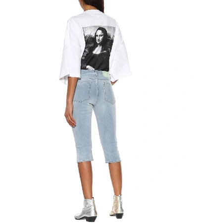 Shop Off-white Cropped Jeans In Blue