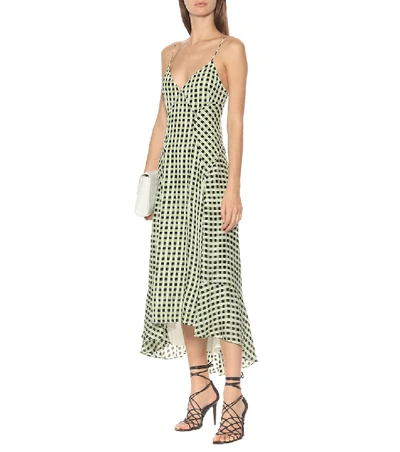 Shop Proenza Schouler Checked Georgette Midi Dress In Green