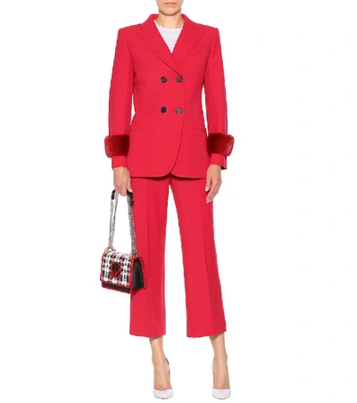 Shop Fendi Wool-blend Cropped Pants In Red